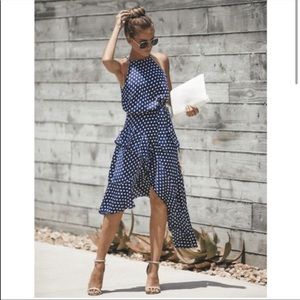 VICI Rich In Romance Polka Dot Asymmetrical Dress - Medium
